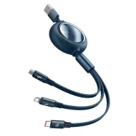 Cablu alimentare si date baseus bright mirror one-for-three retractable pt. smartphone usb la micro-usb + lightning iphone +