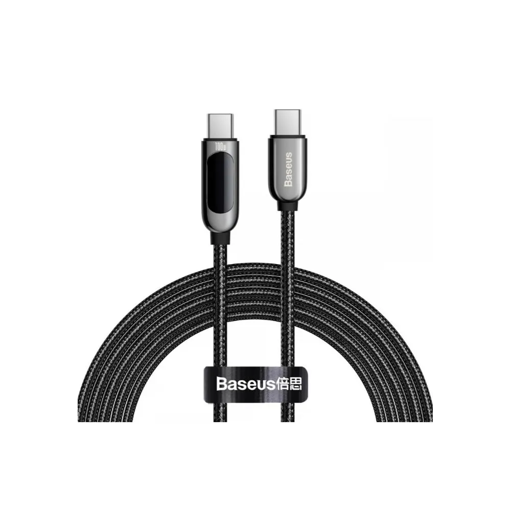 Cablu alimentare si date baseus display fast charging data cable pt. smartphone usb type-c la usb type-c 100w braided 2m negr