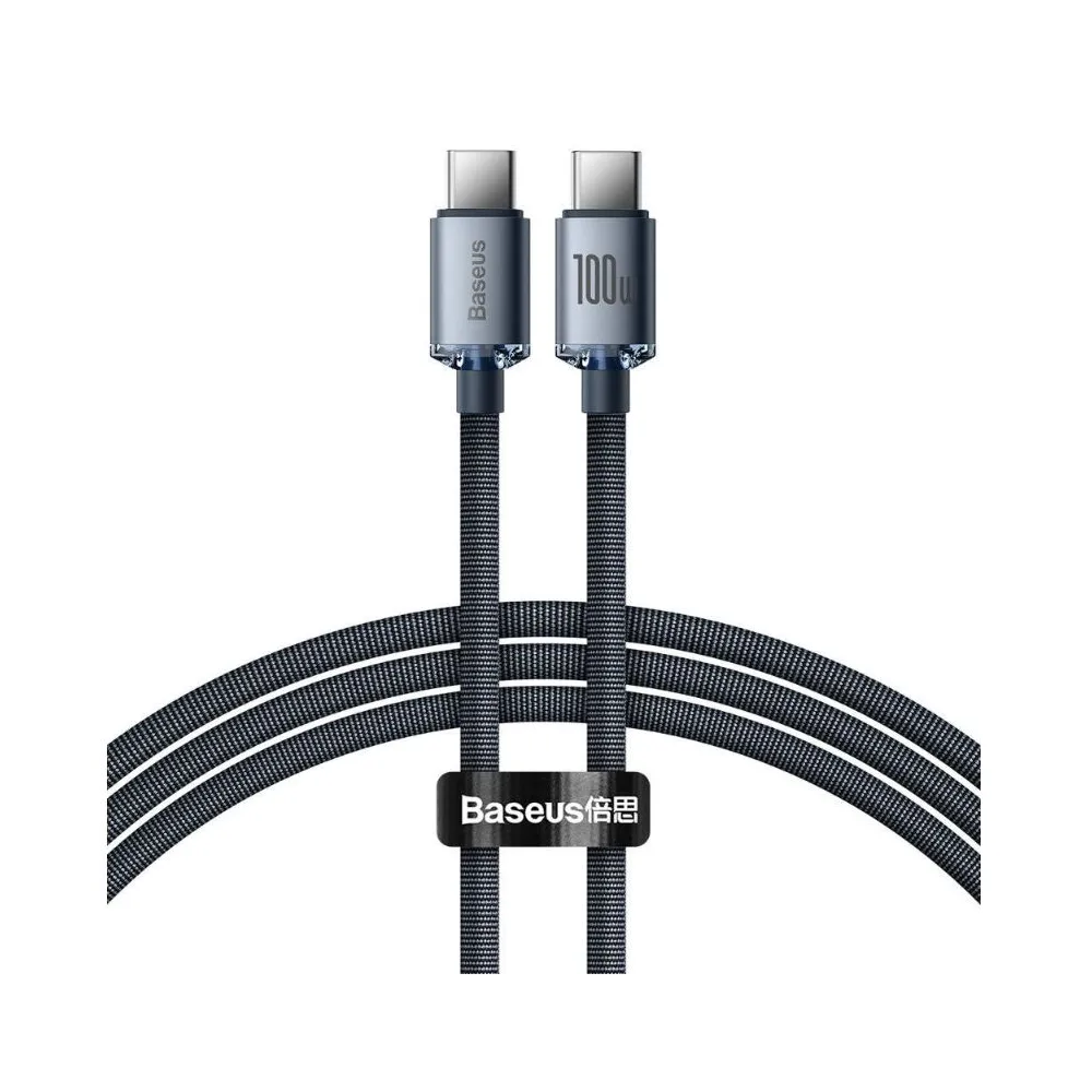 Cablu alimentare si date baseus crystal shine fast charging data cable pt. smartphone usb type-c la usb type-c 100w 2m braide