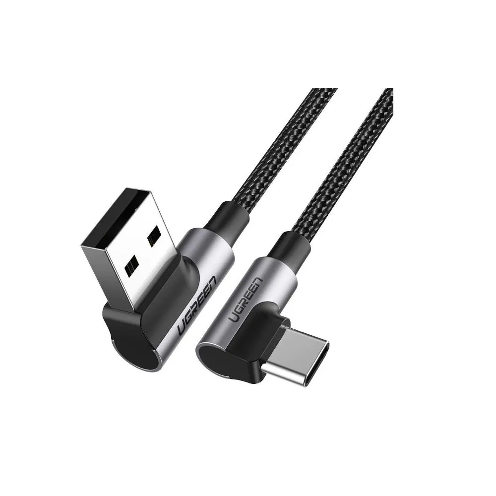 Cablu alimentare si date ugreen us176 fast charging data cable pt. smartphone usb la usb type-c 3a complete angled 90° braid