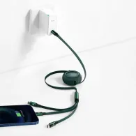 Cablu alimentare si date baseus bright mirror one-for-three retractable pt. smartphone usb type-c la micro-usb + lightning ip