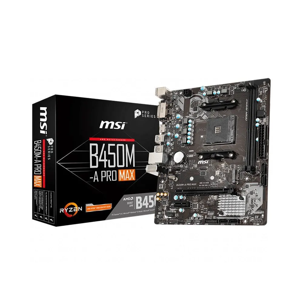 Msi main board desktop b450m-a pro max (b450 sam4 2xddr4
