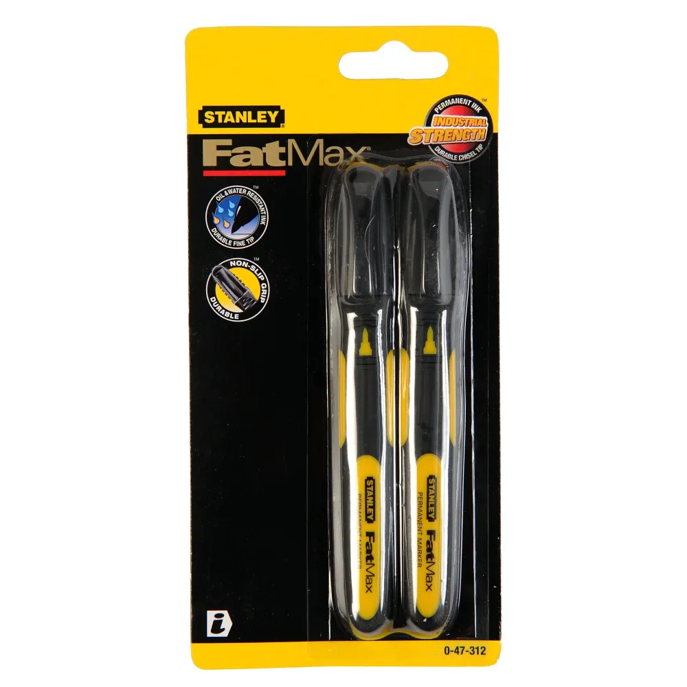 Stanley 0-47-312 Marker permanent FATMAX negru cu varf subtire set 2 buc Stanley - 1