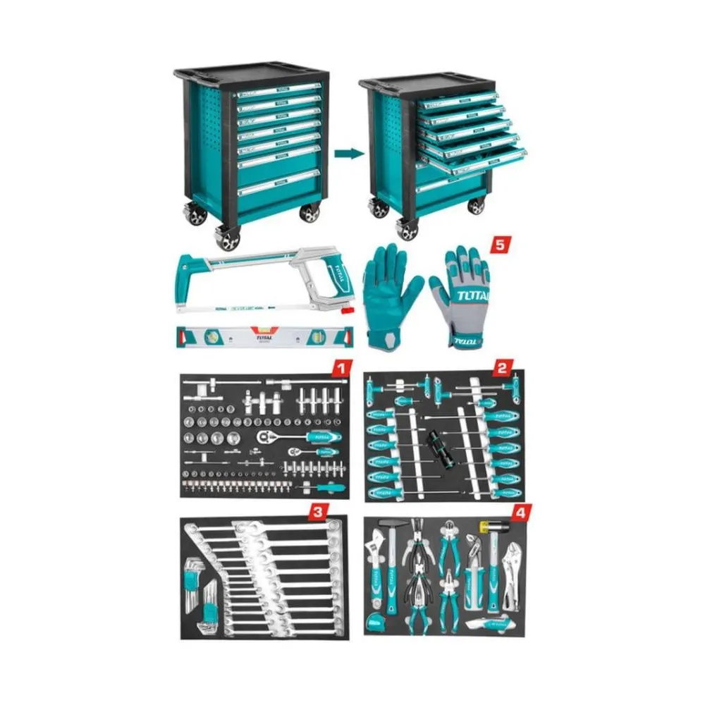 Total - carucior de scule cu 162 unelte