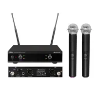Set microfon de mana dublu wireless omnitronic uhf-e2 (frecvente: 828.6mhz 831.1mhz)