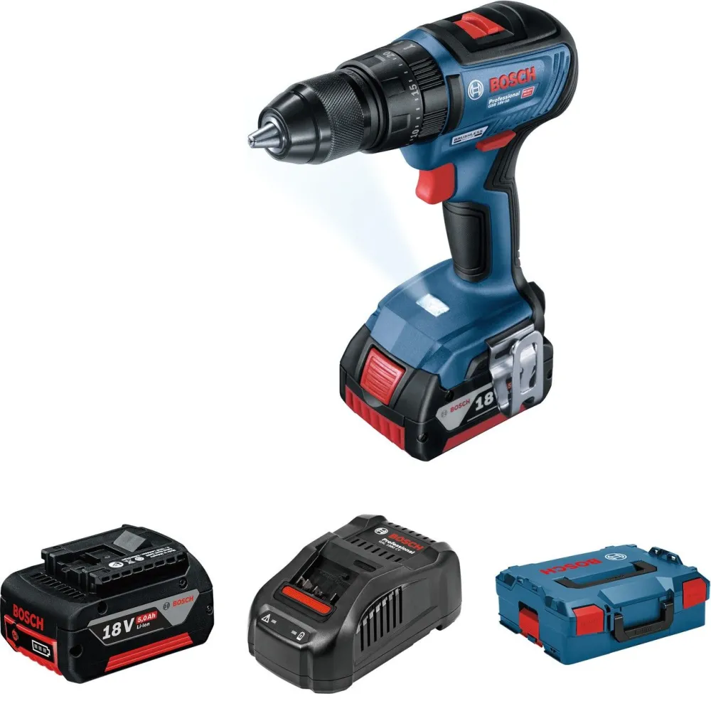 Bosch GSB 18V-50 Masina de gaurit cu percutie brushless cu 2 acumulatori Li-Ion 5Ah 50Nm + L-Boxx Bosch - 1