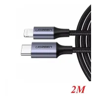 Ugreen 60761 cabluri pentru telefoanele mobile Negru 2 m USB C Conector Lightning