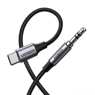 Ugreen 30633 cablu audio 1 m 3.5mm USB tip-C Negru, Argint