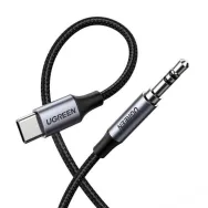 Ugreen 30633 cablu audio 1 m 3.5mm USB tip-C Negru, Argint