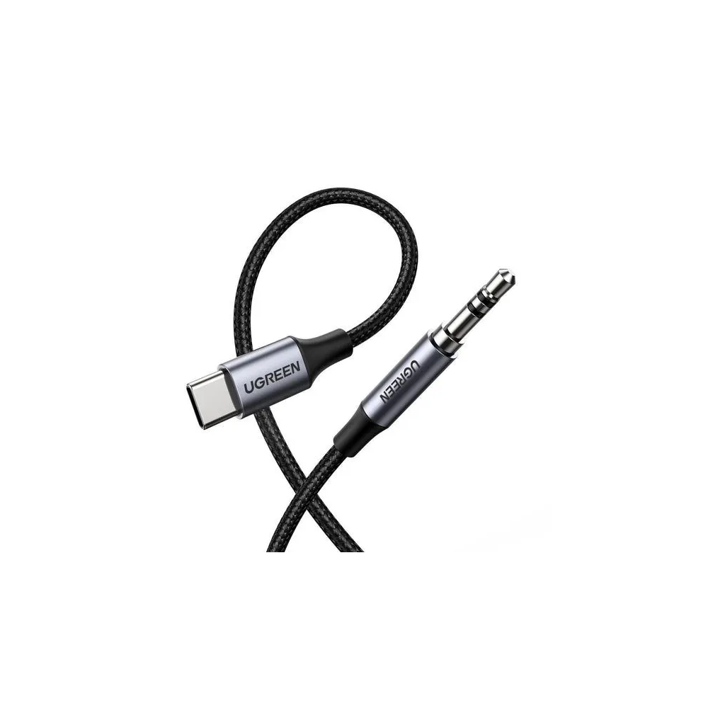 Ugreen 30633 cablu audio 1 m 3.5mm USB tip-C Negru, Argint