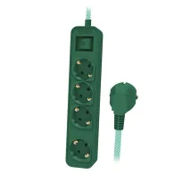 Prelungitor comutator master 4 cai 1.5m verde philips