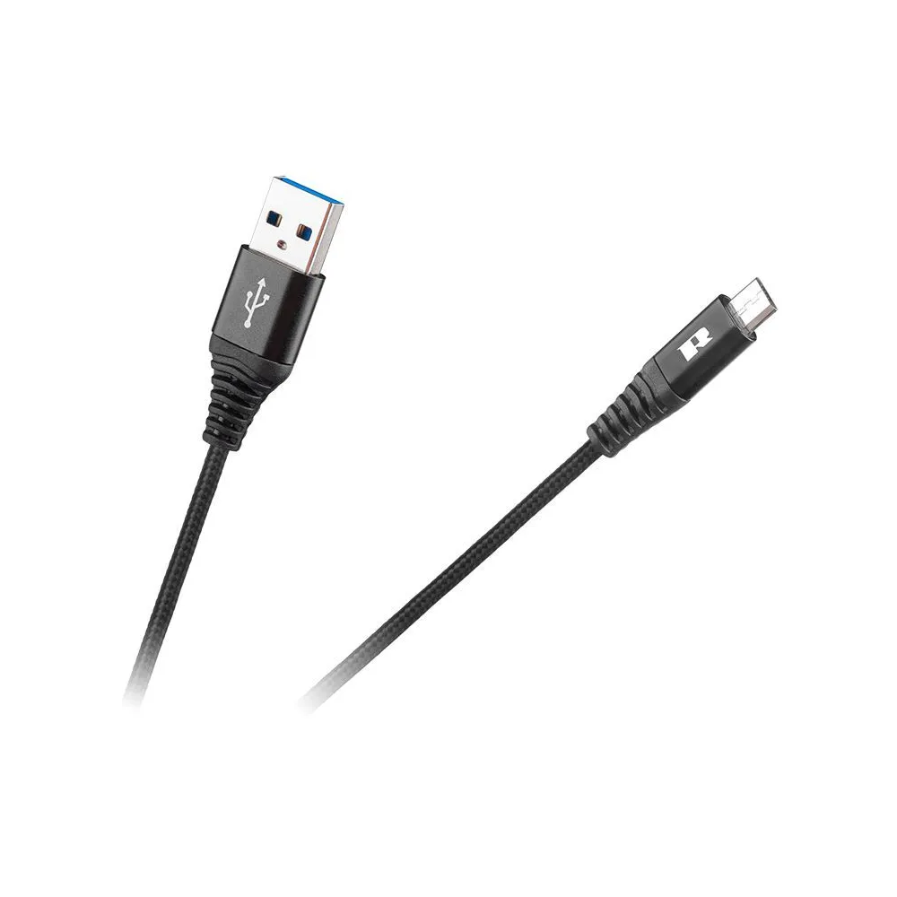 Cablu usb - micro usb 100cm negru rebel