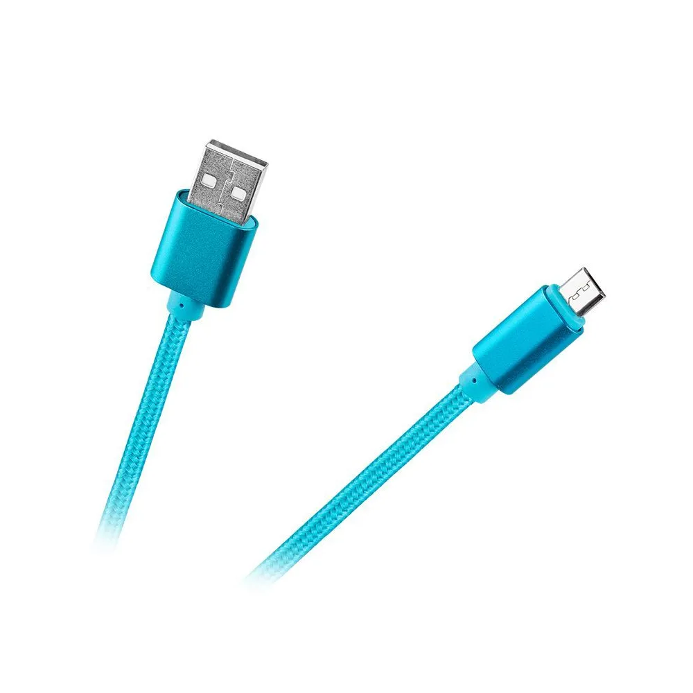 Cablu usb - micro usb nylon albastru