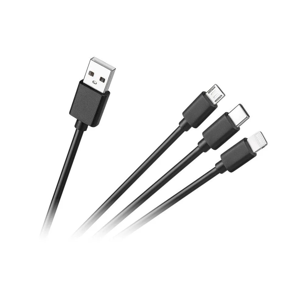Cablu usb 3 in 1 micro / c / lightning 1.2m c