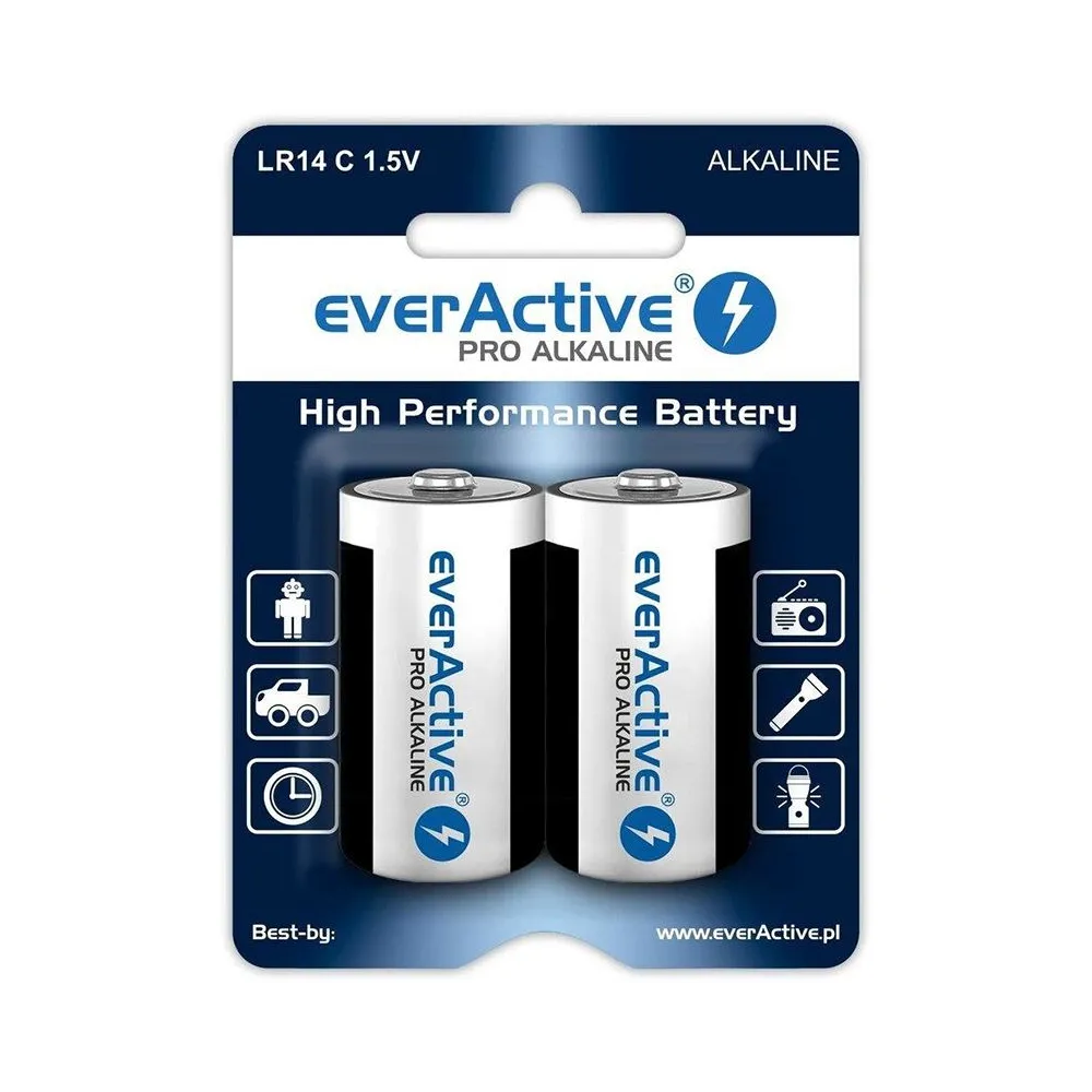 Baterie alcalina lr14 blister 2 buc everactive