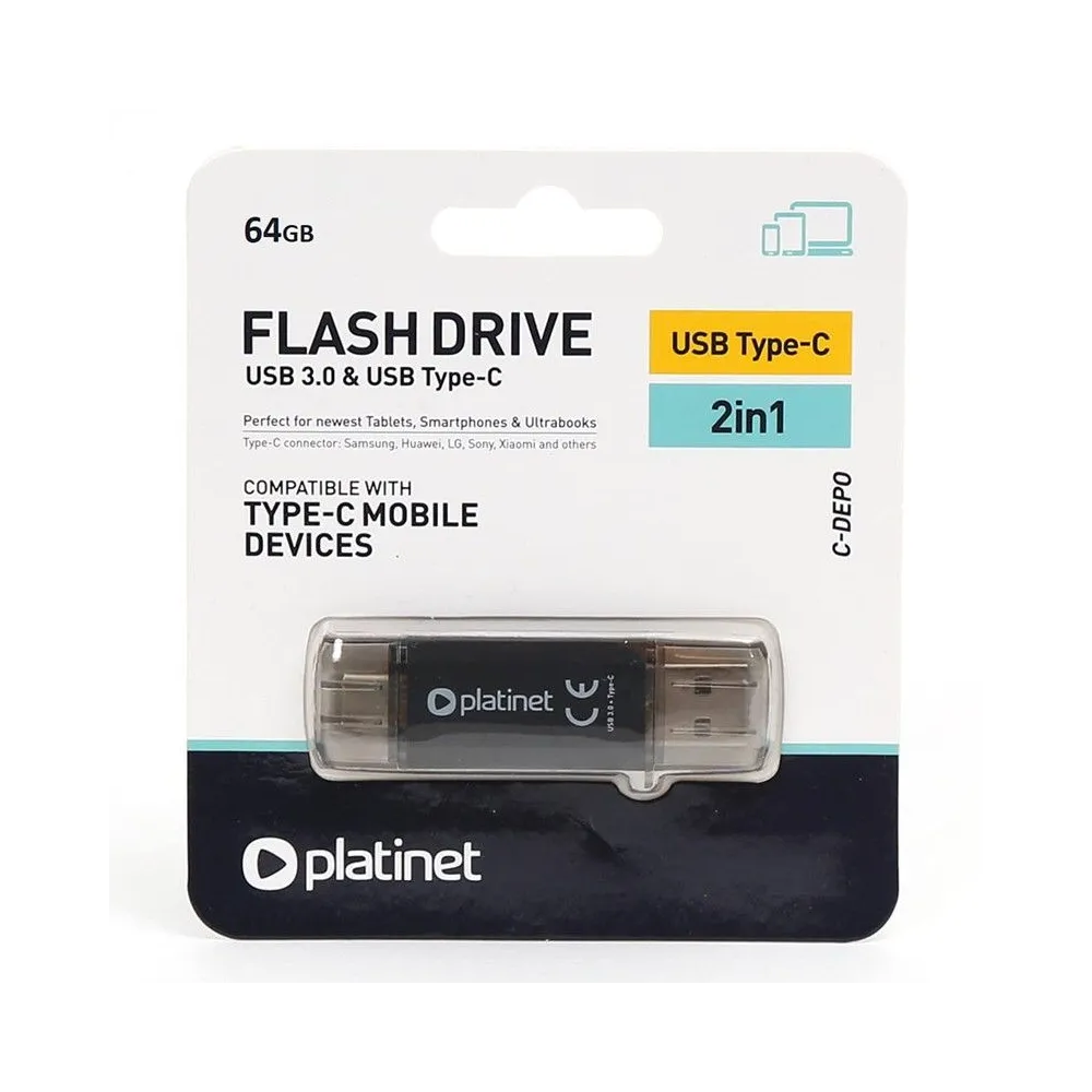 Flash drive usb 3.0 si type c 64gb c-depo platinet