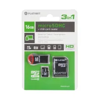 Microsd card 16gb cls 10 + adaptor + cititor usb