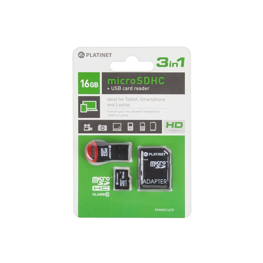 Microsd card 16gb cls 10 + adaptor + cititor usb