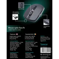 Mouse  spacer pc sau nb wireless 2.4ghz optic 1000 dpi butoane/scroll 3/1  negru spmo-161 (include tv 0.18lei) Spacer - 1