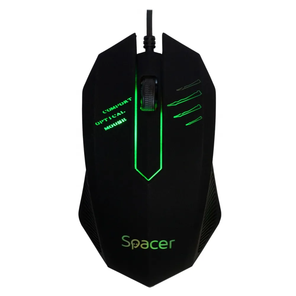 Mouse  spacer pc sau nb cu fir usb optic 1000 dpi butoane/scroll 3/1 iluminare negru spmo-m20 (include tv 0.18lei) Spacer - 1