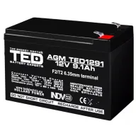 Acumulator TED1291, 12V- 9.1Ah, F2