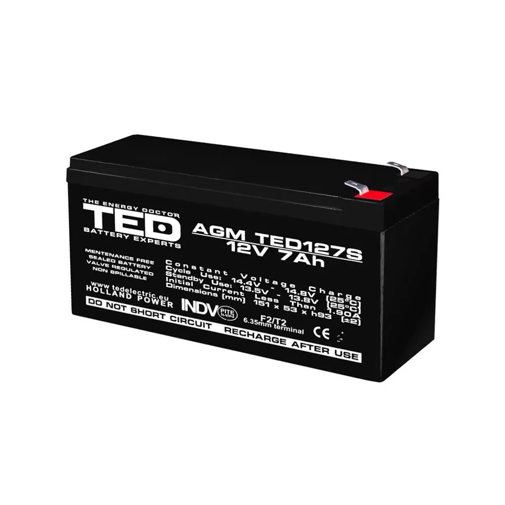 Acumulator vrla 12v 7ah slim ted