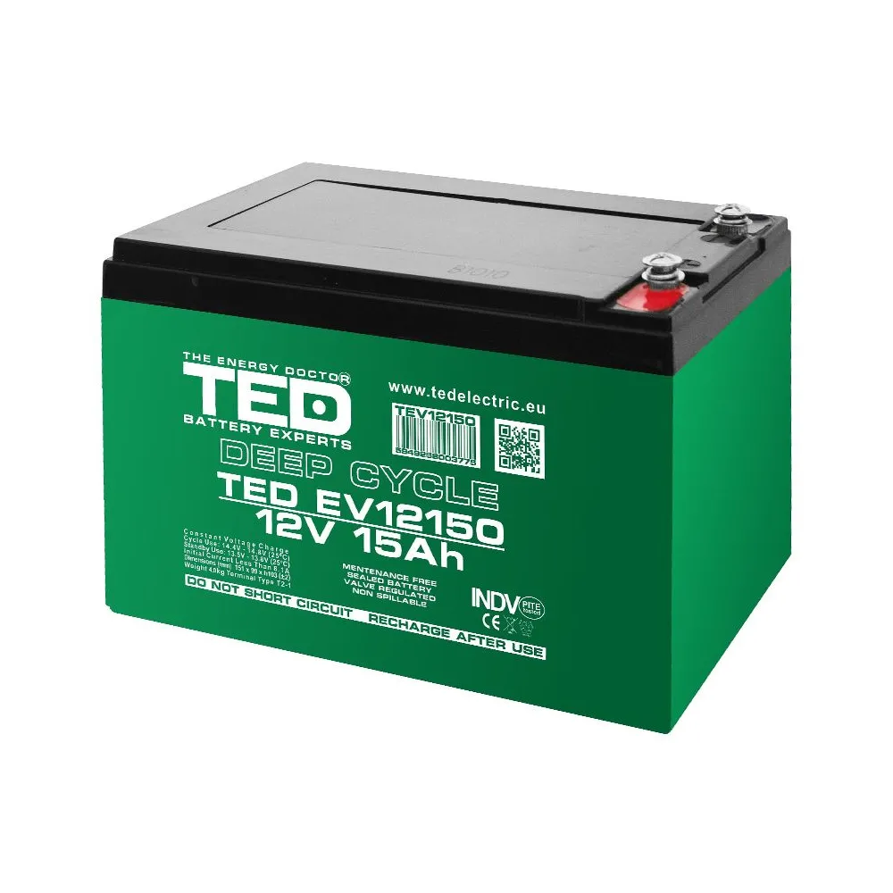 Acumulator vehicule electrice deep cycle 12v 15ah ted