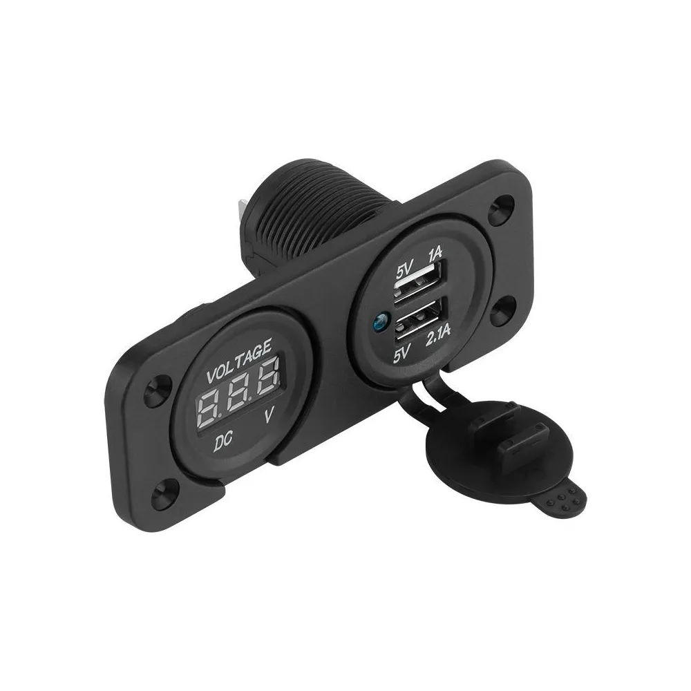 Mufa montaj auto incarcare 2xusb 3.1a+display tensiune