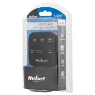 Hub 3x usb 2.0 si cititor card sd/microsd rebel