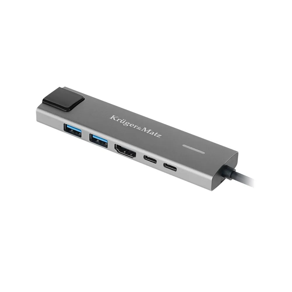 Adaptor hub usb tip c hdmi/2x usb3.0/2x usb tip c/rj45