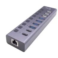 i-tec CACHARGEHUB9LAN hub-uri de interfață USB 2.0 Type-C 5000 Mbit s Gri
