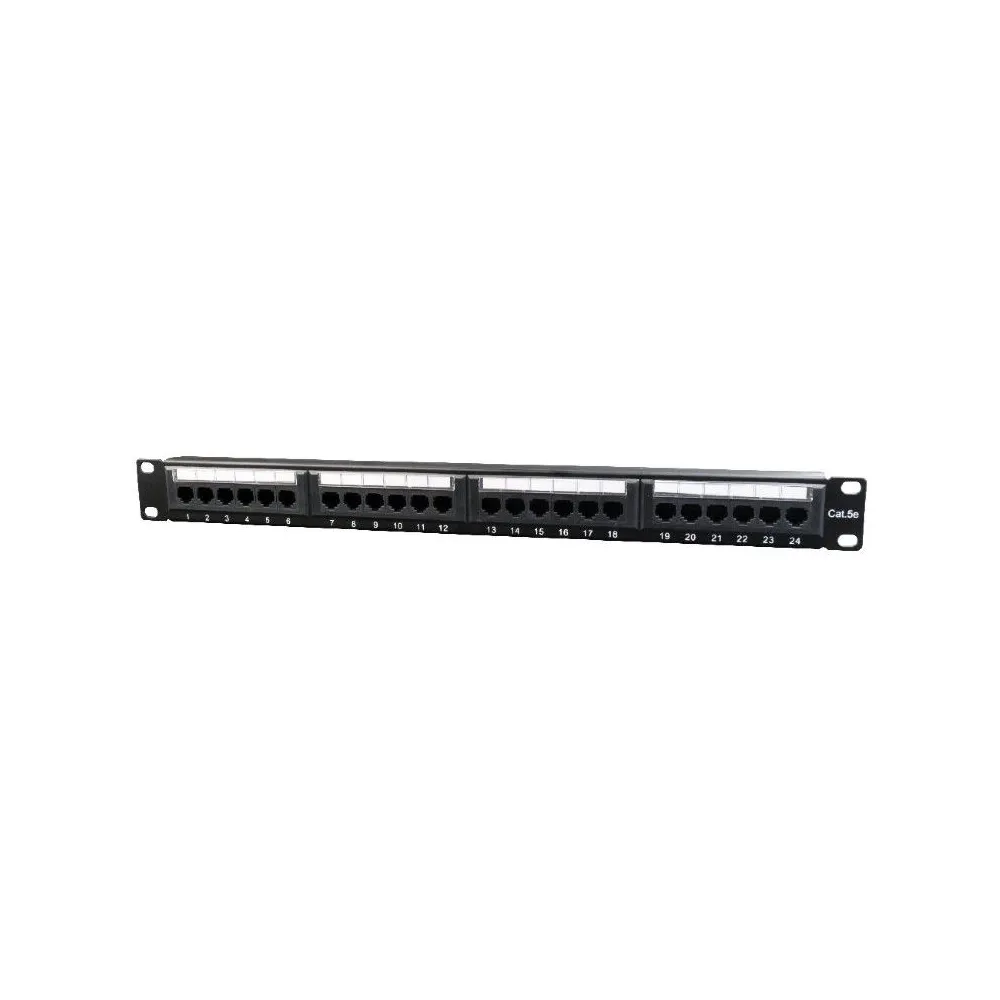 Patch panel gembird 24 porturi cat5e 1u pentru rack 19 suport posterior pt. gestionare cabluri black npp-c524cm-001 Gembird - 1