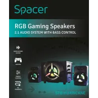 Boxe spacer gaming 2.1 rms: 16w (2 x 3w + 10w) control volum bass subwoofer lemn mdf 220v alimentare 14 x led black spb-hurrican