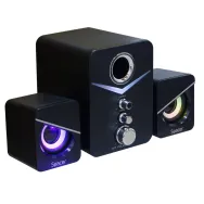 Boxe spacer gaming 2.1 rms: 11w (2 x 3w + 5w) control volum bass treble  7 x led usb power black spgs-tornado   (include tv 3.5l