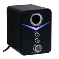 Boxe spacer gaming 2.1 rms: 11w (2 x 3w + 5w) control volum bass treble  7 x led usb power black spgs-tornado   (include tv 3.5l