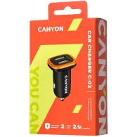 Canyon c-02 universal 2xusb car adapter input 12v-24v output 5v-2.1a