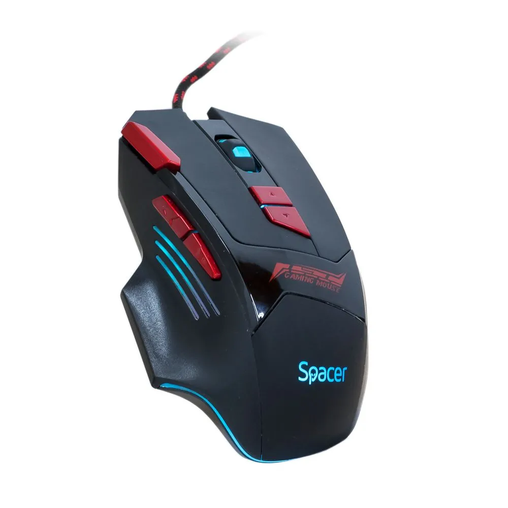 Mouse  spacer - gaming gaming cu fir usb optic 1000/ 1600/ 2000/ 2400 dpi butoane/scroll 8/1 iluminare led rgb 7 cicluri prestab
