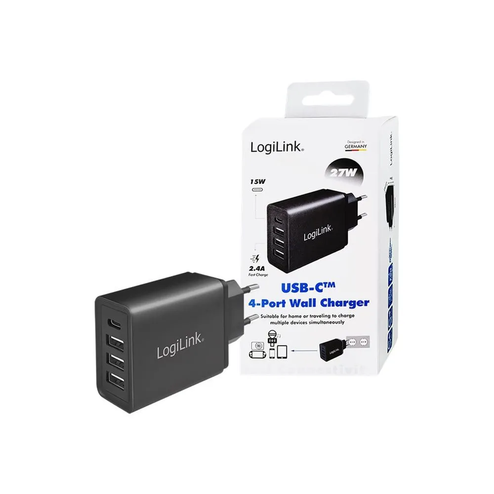 LogiLink power adapter - 3 x USB Type A USB-C - 27 Watt