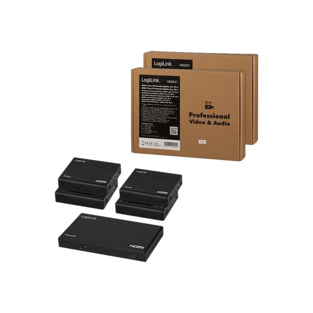 LogiLink - transmitter + 4 receivers - video/audio/infrared extender