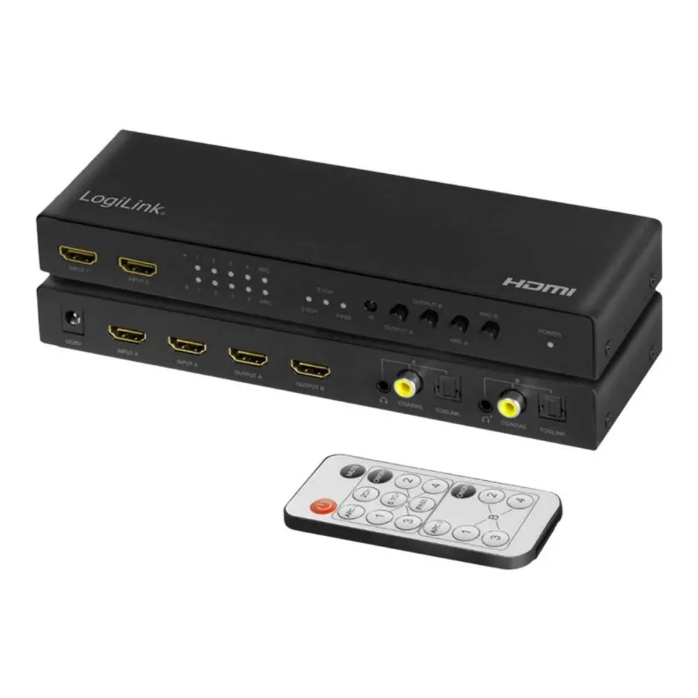 LogiLink 4K 4x2 HDMI Matrix Switch - video/audio switch