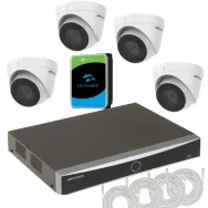 Kit supraveghere 4 camere interior 2mp POE, NVR  POE hikvision, HDD 2TB, 4x patch cord 30m