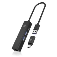 ICY BOX IB-HUB1439-LAN Prin cablu USB 3.2 Gen 1 (3.1 Gen 1) Type-A Negru