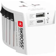 Adaptor priza universal Skross 1.302962, 1x USB-A, 1x USB-C