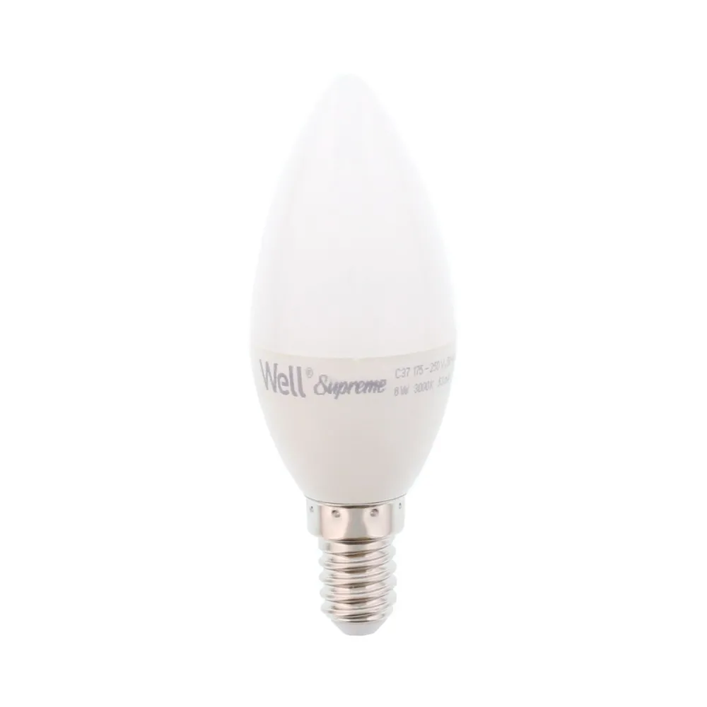 Bec LED tip lumanare E14 6W 230V lumina calda Well