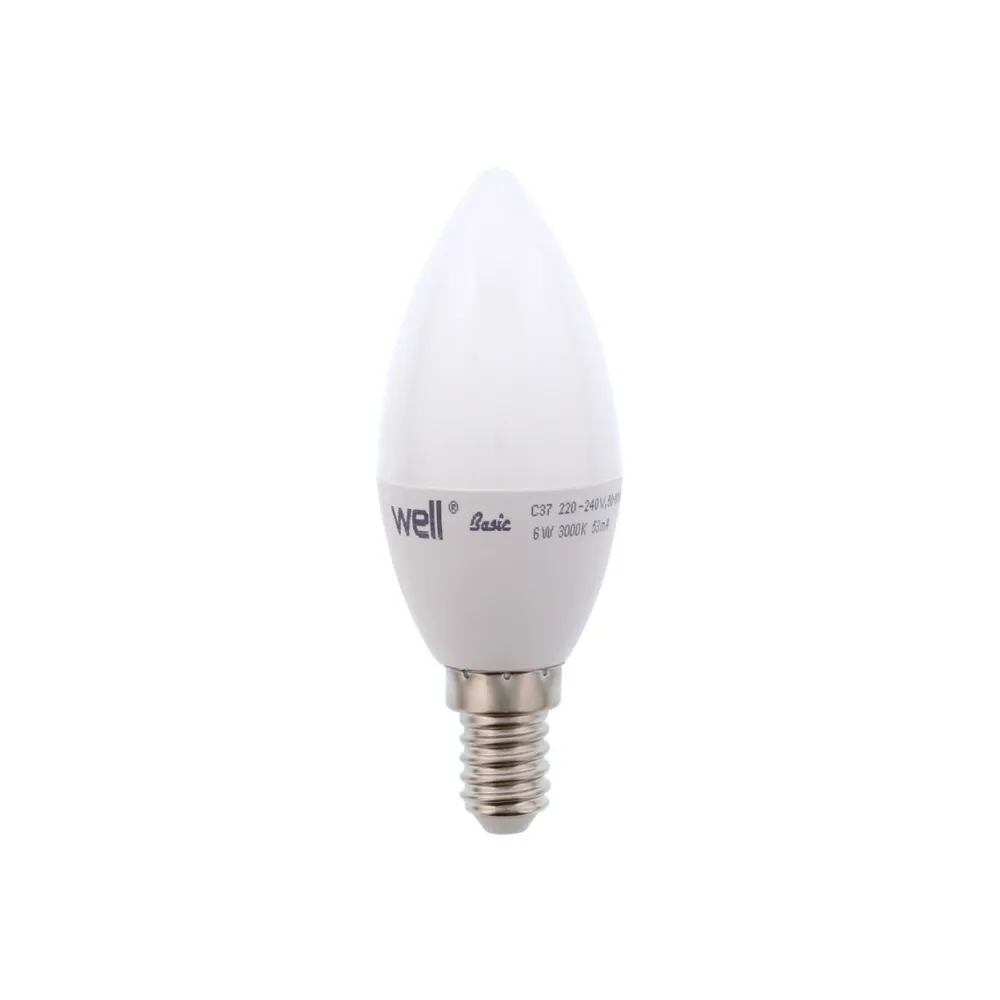 Bec LED tip lumanare E14 6W 230V lumina calda Basic Well