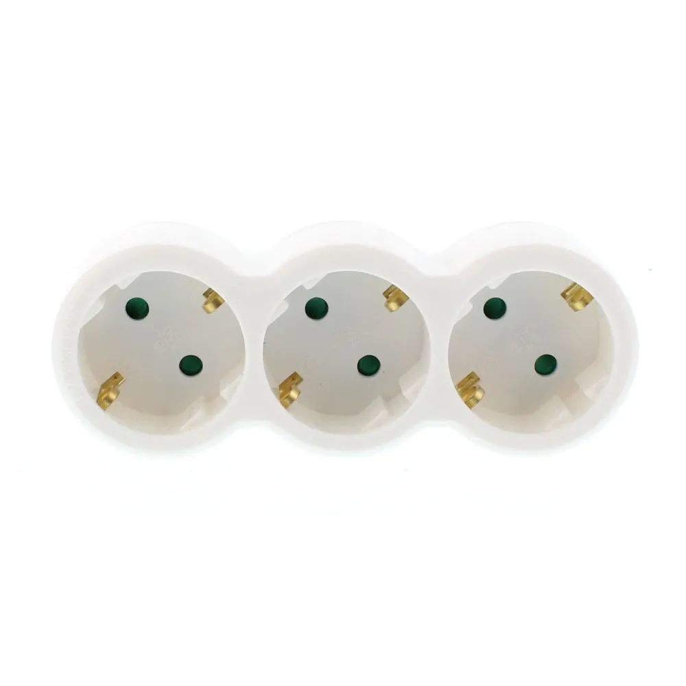 Stecher triplu cu contact protectie 3 x SCHUKO, Well