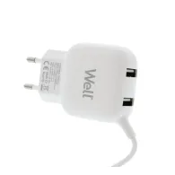 Incarcator retea Well, 2x USB-A 2.1A, cablu micro USB, cutie, alb