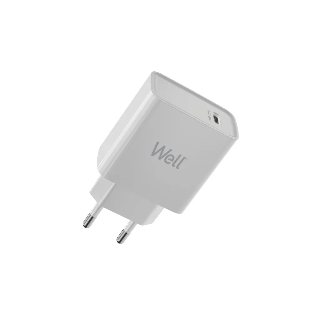 Incarcator retea Well, 1x USB-C PD 20W, cutie, alb