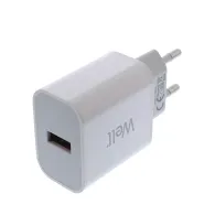 Incarcator retea Well, 1x USB-A QC 3.0 18W, punga, alb