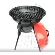 Gratar de gradina pe lemne, din otel, cu capac, rotund